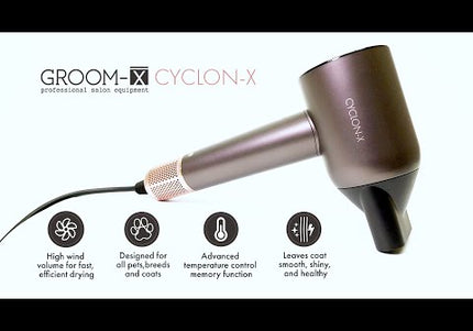 Groom-X Cyclon-X 1600W Hand Dryer – Hand-Held Grooming Dryer with LED Display, Powerful Airflow