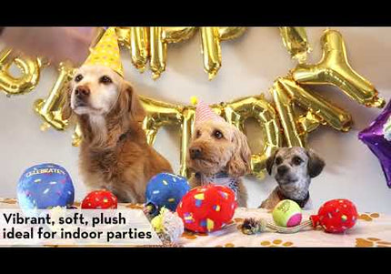 KONG Occasions Birthday Balloon Plush Toy – Large 20cm, Soft Blue, Festive Design