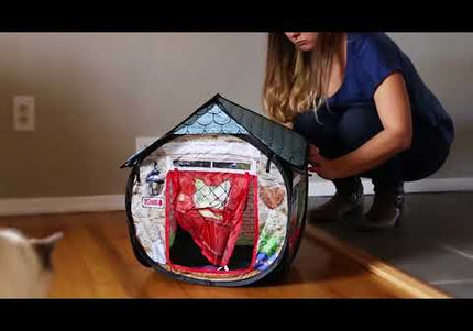 KONG Play Spaces Bungalow Foldable Cat Playhouse – Soft Fabric, Portable Design