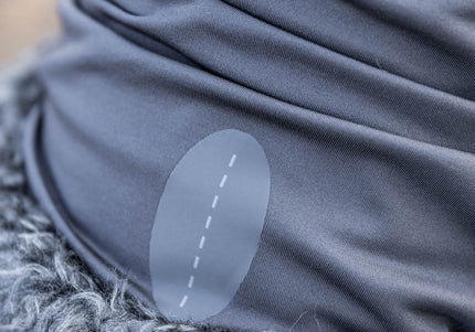 Huppu Pomppa Graphite Scarf – Soft Gray Fleece Neck Warmer, XS Size, Lightweight Comfort