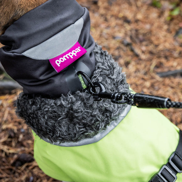 Huppu Pomppa Graphite Scarf – Soft Gray Fleece Neck Warmer, XS Size, Lightweight Comfort