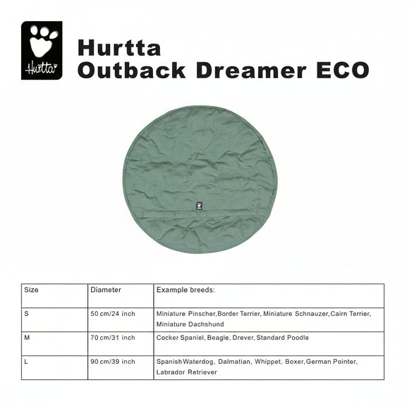 Hurtta Outback Dreamer ECO Hedge Waterproof Sleeping Bag with Heat Retaining Lining, Large