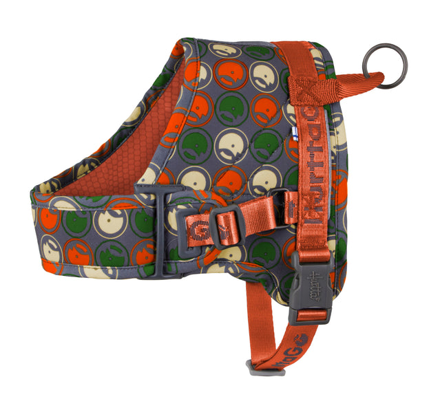 Hurtta Go Harness Sunset Red 80-100cm – Comfortable Adjustable Harness with Handle for Long Walks