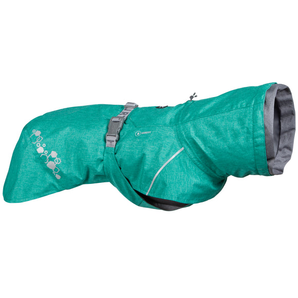 Hurtta Monsoon Coat II Eco Peacock – Turquoise Waterproof Dog Raincoat, Size 60, Lightweight Design