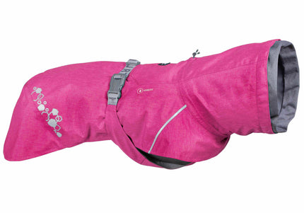 Hurtta Monsoon Coat II Eco Ruby – Waterproof Pink Raincoat, Breathable Fabric, Size 50