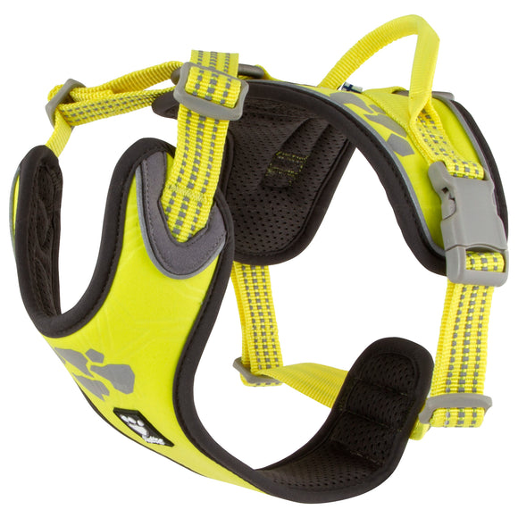 Hurtta Weekend Warrior Harness Neon Lemon – Adjustable 40-45cm, Reflective, Ergonomic Design