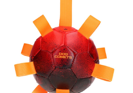 Dog Comets Hypernova Soccer Ball 15cm – Durable Orange Ball with Handles and Pump Included