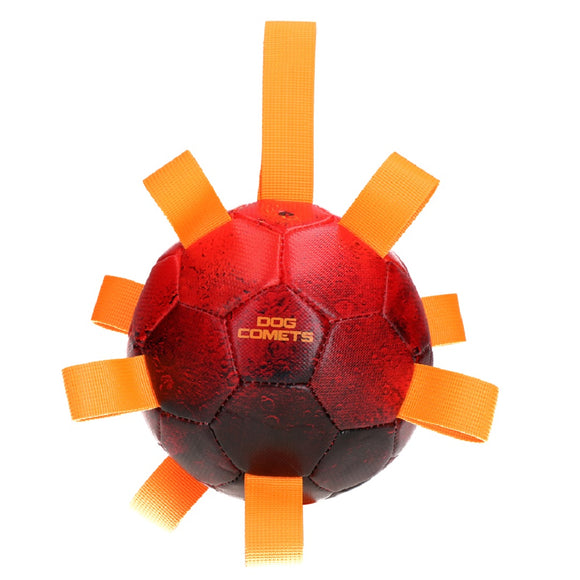 Dog Comets Hypernova Soccer Ball 15cm – Durable Orange Ball with Handles and Pump Included