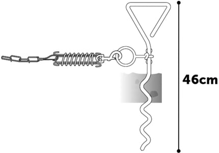 Flamingo Tie Out Stake Igla 46cm – Metal Ground Stake with 7.5m Steel Rope and Shock Absorber