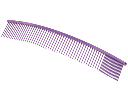 Show Tech Curved Grooming Comb 25cm – Lightweight Purple Finishing Tool with Mixed Pin Spacing