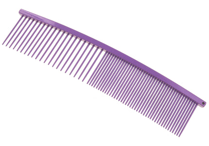 Show Tech Curved Finishing Comb 19cm – Mixed Pin Spacing, Ergonomic Purple Design