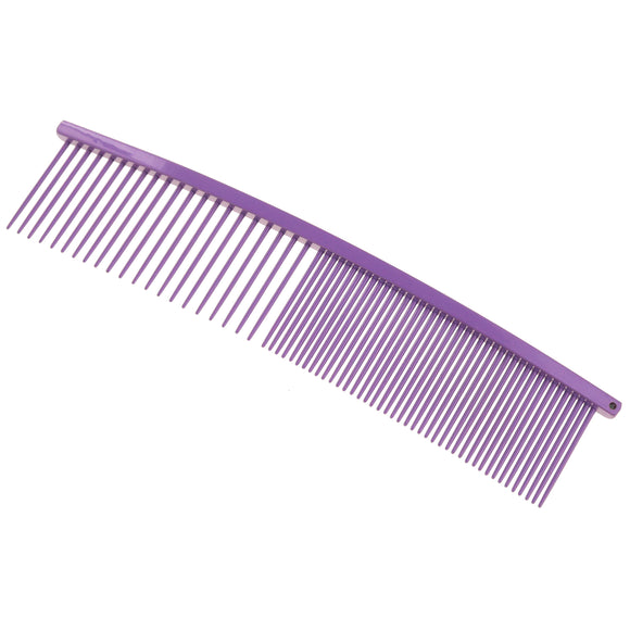 Show Tech Curved Finishing Comb 19cm – Mixed Pin Spacing, Ergonomic Purple Design