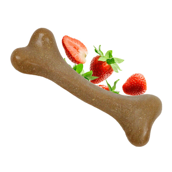 Dashi Fruity Bone Strawberry Chew – Medium Size, Durable Strawberry-Flavored Treat
