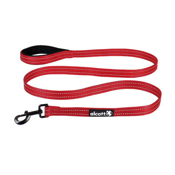 Alcott Adventure Leash 180cm – Intense Bright Red Reflective Tape, Large Size, Durable Design