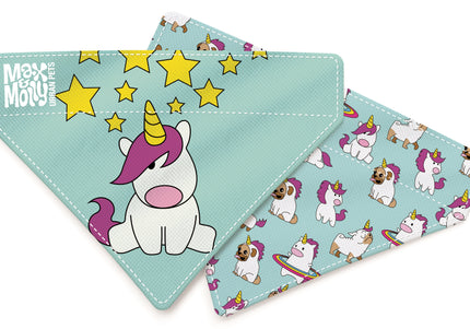 Max&Molly Reversible Bandana Unicorn – Double-Sided Dog Scarf, Small Size, Fun Design