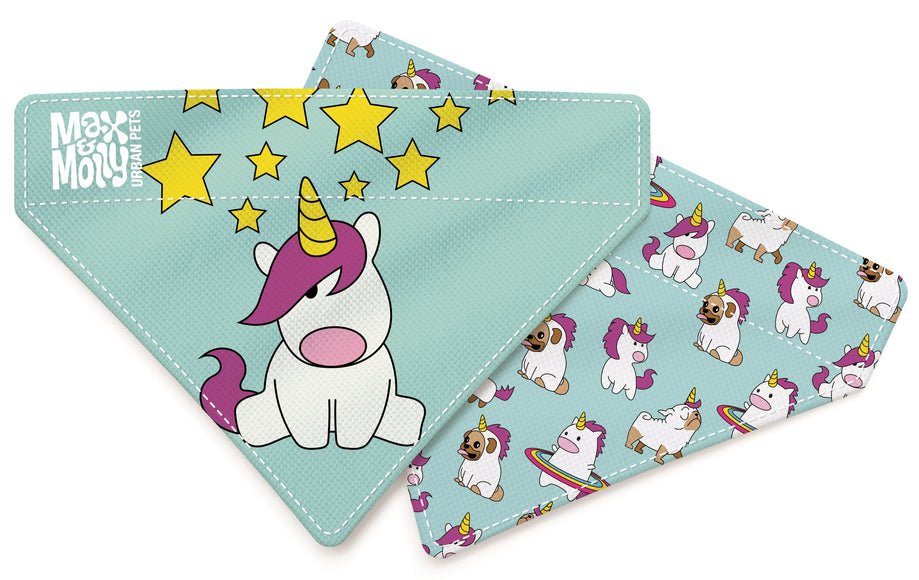 Max&Molly Reversible Bandana Unicorn – Double-Sided Dog Scarf, Small Size, Fun Design