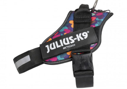 Julius-K9 IDC Powerharness Mixed Hearts – High-Quality Adjustable Harness, Colorful Design, Baby 2 Size