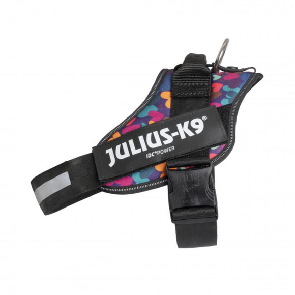 Julius-K9 IDC Powerharness Mixed Hearts – High-Quality Adjustable Harness, Colorful Design, Baby 2 Size