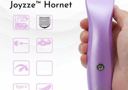 Joyzze Hornet Cordless Clipper – 2-Speed Adjustable Blade, 3 Attachments, Purple Design