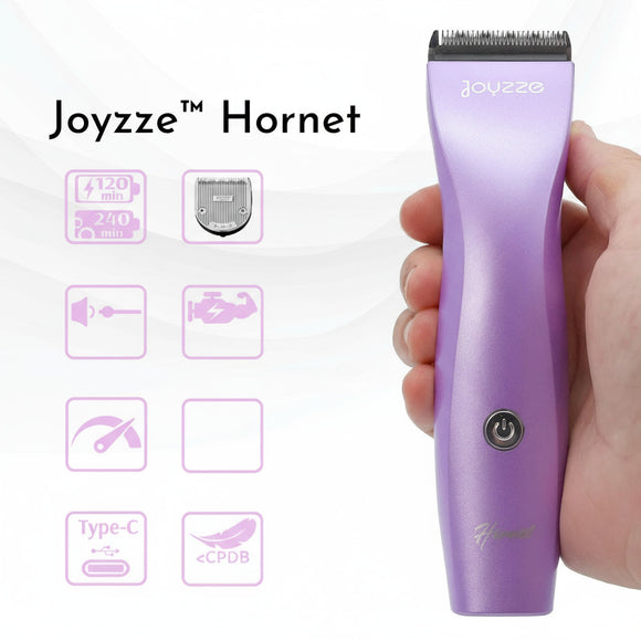Joyzze Hornet Cordless Clipper – 2-Speed Adjustable Blade, 3 Attachments, Purple Design