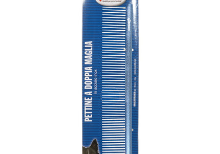 Record Large Metal Grooming Comb 25cm – Aluminum Handle, Mixed Tooth Spacing, Blue