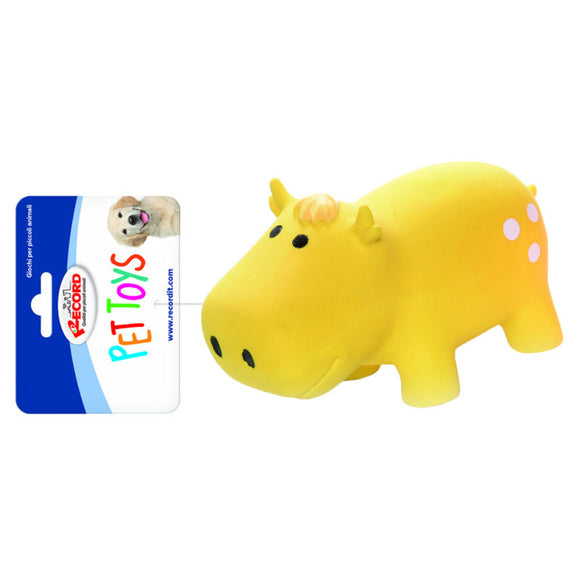 Record Rainbow Farm Latex Rubber Dog Toy – Blue Squeaky Play Ball, Durable Design