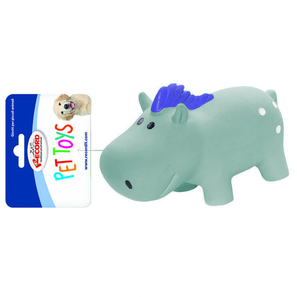 Record Rainbow Farm Latex Rubber Dog Toy – Blue Squeaky Play Ball, Durable Design