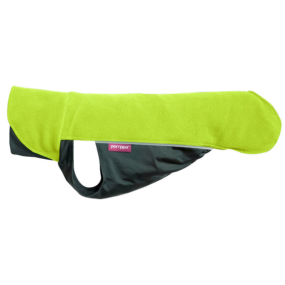 Jumppa Pomppa Lime Fleece Dog Coat – Lightweight Warmth, Vibrant Color, Size 80