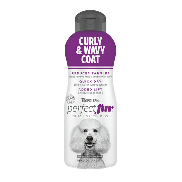 Tropiclean Perfect Fur Curly & Wavy Coat Shampoo 473ml – Moisturizing Formula for Thick, Curly Hair