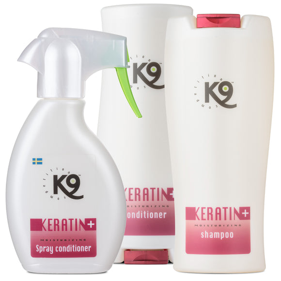 K9 Keratin+ Moisturizing Set – Regenerating Keratin Shampoo and Conditioner, Hydrating Fur Care Duo