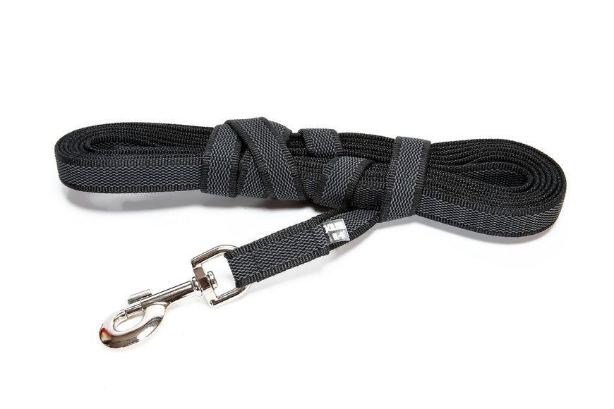 Julius K9 Color & Gray Supergrip Leash – Black Anti-Slip Training Lead with Handle, 10m x 14mm