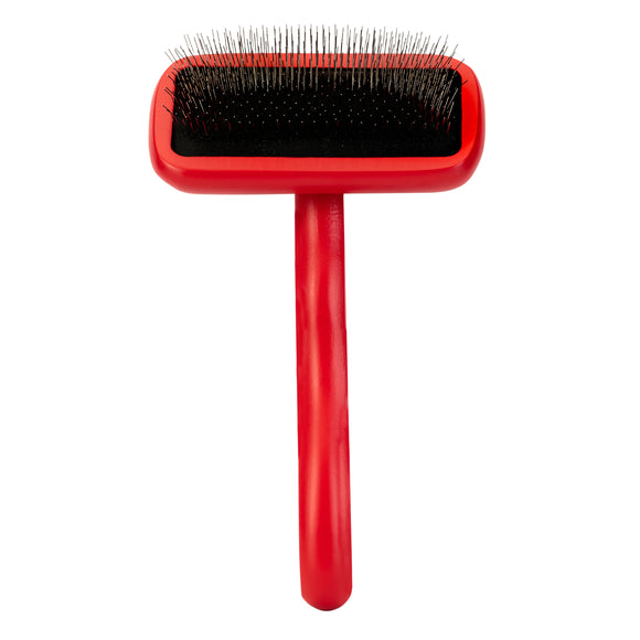 Chris Christensen Karben Slicker Brush Small – Soft Bristles, Lightweight Red Design for Gentle Grooming