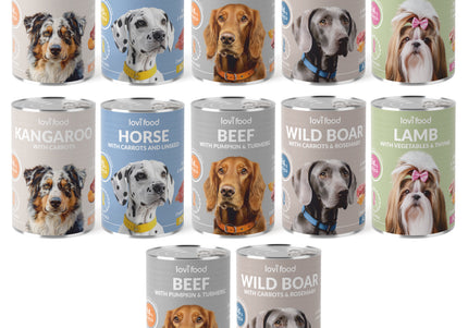 Lovi Food Wet Dog Food Set – Grain-Free Mixed Flavors, 12x400g Cans, Premium Nutrition