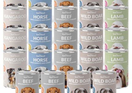 Lovi Food Grain-Free Wet Dog Food Set – 24x400g Mixed Flavors, Premium Recipe