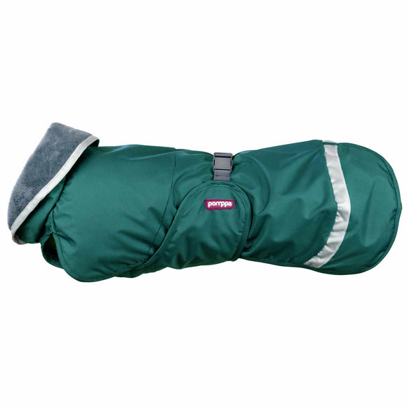 Kevyt Pomppa Harness-Ready Raincoat – Warm Green Jacket with Harness Opening, Size 48