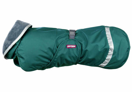 Kevyt Pomppa Harness-Ready Raincoat – Warm Green Jacket with Harness Opening, Size 48