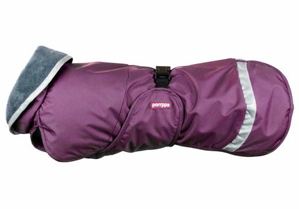Kevyt Pomppa Harness-Ready Plum Raincoat – Warm, Water-Resistant, Size 28