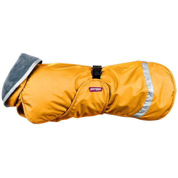 Kevyt Pomppa Curry Raincoat – Warm Lined Waterproof Outerwear, Honey Yellow, Size 70