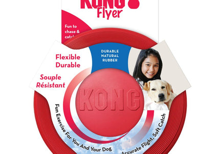 KONG Flyer Rubber Throwing Disc – Small Red Durable Flexible Frisbee Toy