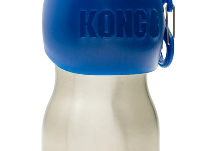 KONG H2O Drinking Water Bottle 280ml – Compact Stainless Steel Bottle with Attached Bowl, Black