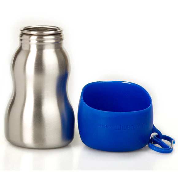 KONG H2O Drinking Water Bottle 280ml – Compact Stainless Steel Bottle with Attached Bowl, Black