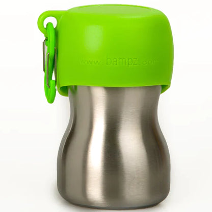 KONG H2O Drinking Water Bottle 280ml – Compact Stainless Steel Bottle with Attached Bowl, Black