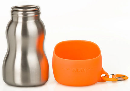 KONG H2O Drinking Water Bottle 280ml – Compact Stainless Steel Bottle with Attached Bowl, Black