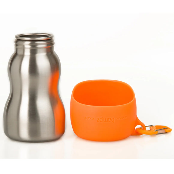 KONG H2O Drinking Water Bottle 280ml – Compact Stainless Steel Bottle with Attached Bowl, Black