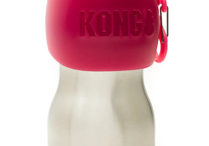 KONG H2O Drinking Water Bottle 280ml – Compact Stainless Steel Bottle with Attached Bowl, Black