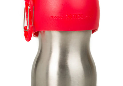 KONG H2O Drinking Water Bottle 280ml – Compact Stainless Steel Bottle with Attached Bowl, Black