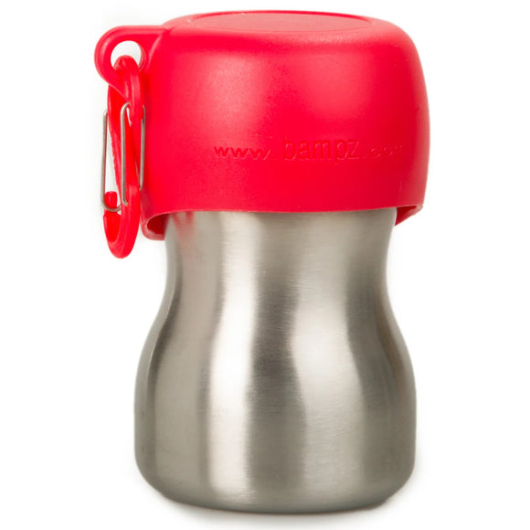 KONG H2O Drinking Water Bottle 280ml – Compact Stainless Steel Bottle with Attached Bowl, Black