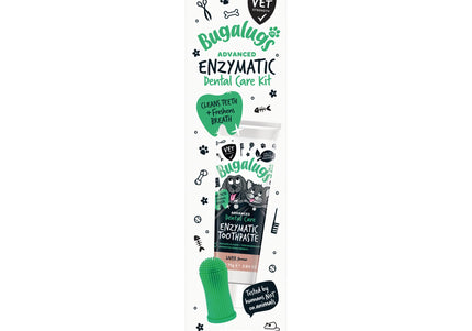 Bugalugs Enzymatic Dental Care Kit – Toothpaste with Silicone Finger Brush, 75g, Gentle Cleaning