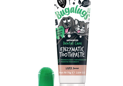 Bugalugs Enzymatic Dental Care Kit – Toothpaste with Silicone Finger Brush, 75g, Gentle Cleaning