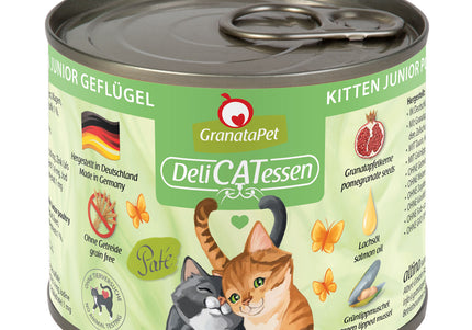 GranataPet DeliCatessen Kitten Junior Poultry Wet Food – Grain-Free, 200g Can